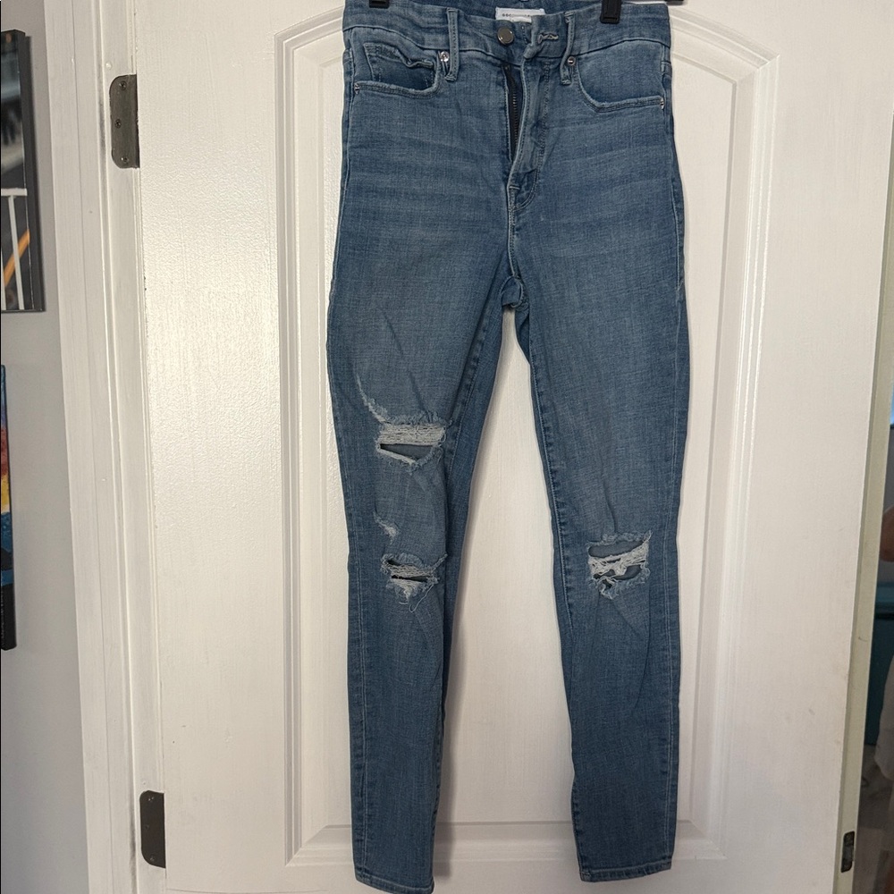Good American Classic Blue Distressed Women's Jeans